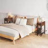 OEM Modern Wooden Flip Top Skinny Side Table Small Spaces Nightstand with Charging Station for Bedroom and Living Room