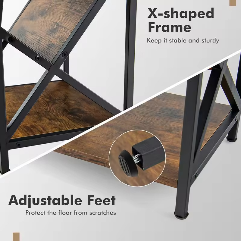 Antique Metal Wood End Table ODM/OEM 3-Layers for Living Room Bedroom Office Storage Shelf Side Tables Contemporary for Dining