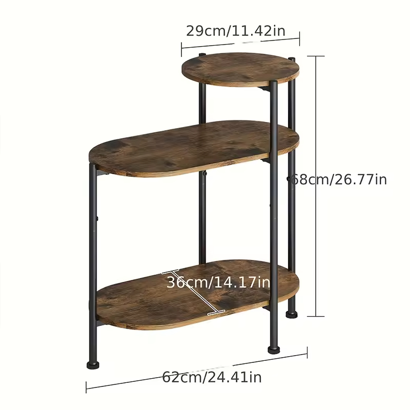 Customizable Circular Side Table for Living Room & Bedroom Practical Metal Frame with Wooden Top for Dining