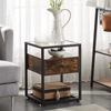 Contemporary 2-Layer Glass Top End Table with Drawer Shelf for Dining in Living Rooms Bedrooms Offices Hotels Factory ODM & OEM