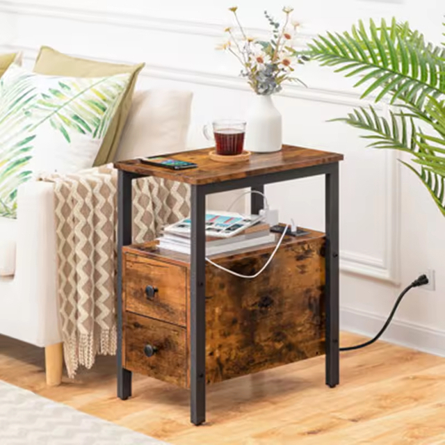 Factory Custom 24'' Tall 2 Drawer End Table Contemporary Living Room Antique Bedroom Nightstand Made Metal Wood Coffee Table