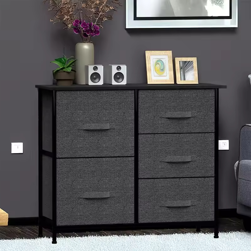 Multi-Size Fabric Drawer Chest (2/3/5/7/9 Bins) Metal Frame Space Saving Room Dresser Organizer Hotel/Apartment Storage Cabinet