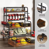 Factory Custom Three-Layer Metal Power Tools Storage Box Wall-Mounted Garage Multi-Function Shelf Display Rack