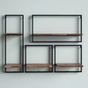 ODM OEM Coated Iron Frame Wall Shelving 4-Piece Floating Display Shelves Double Tiers Contemporary Living Room Home Storage