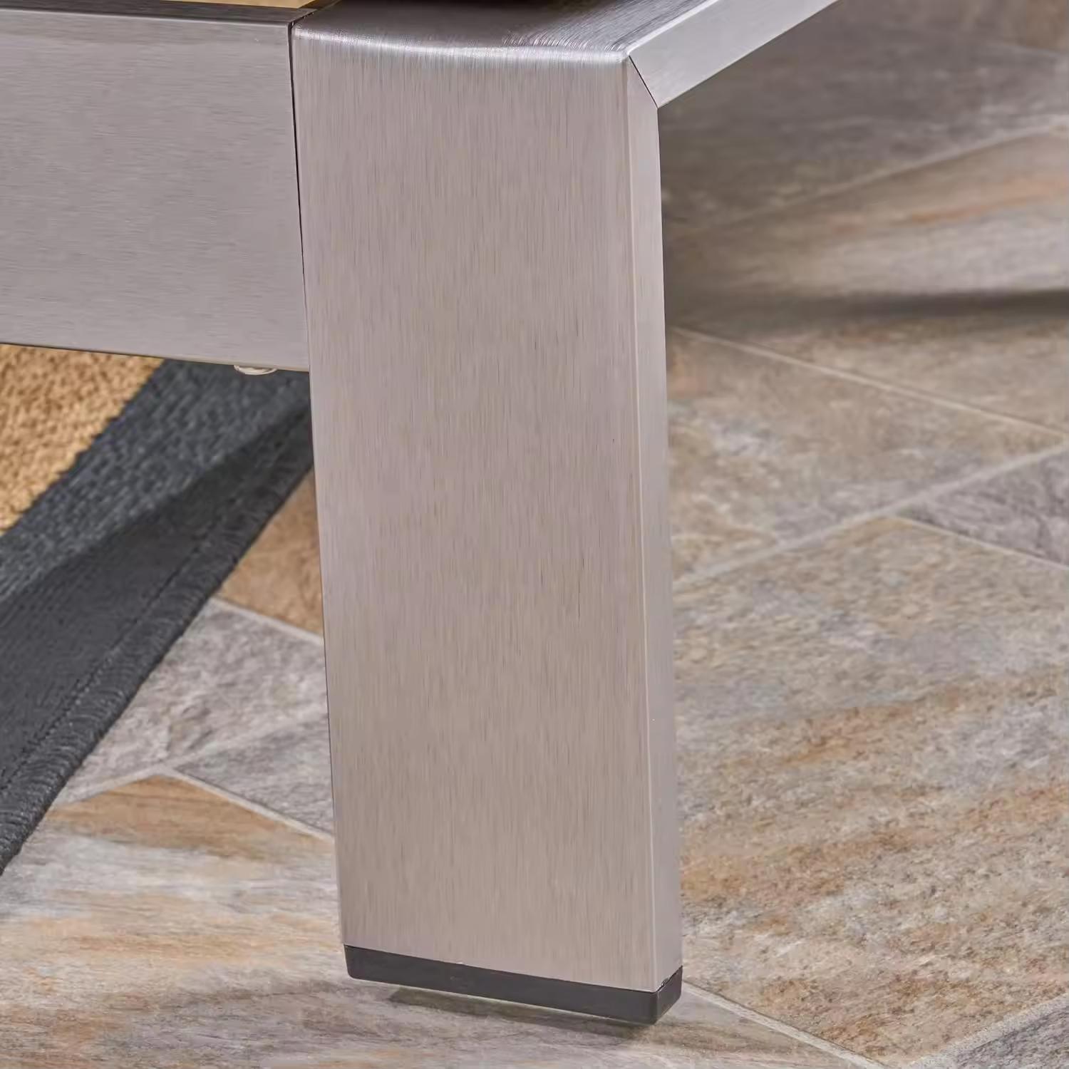 Manufacturer Custom Silver Upholstered Coral Cushioned Aluminum Modern Bedroom Living Room Furniture Sofa Ottoman