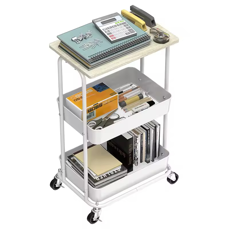 Custom Houseware 2-Tier Rolling Utility Cart with Top Board Heavy Duty Rolling Storage Carts Utility Carts