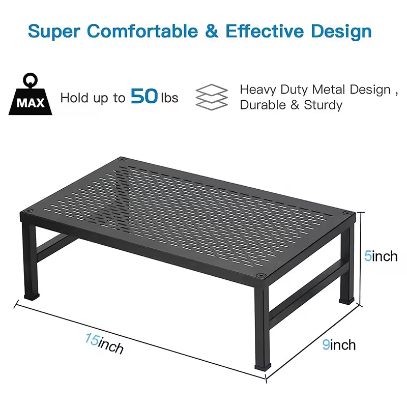 Custom Ergonomic Metal Standing Type Single Tier Monitor Stand Riser Anti-slip Desk Organizer Computer Stand