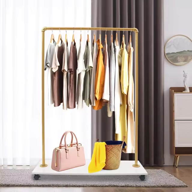 OEM & ODM 51.2 Inch Simple Freestanding Metal and Wood Detachable Garment Rack for Bathroom Living Room Wardrobe Use