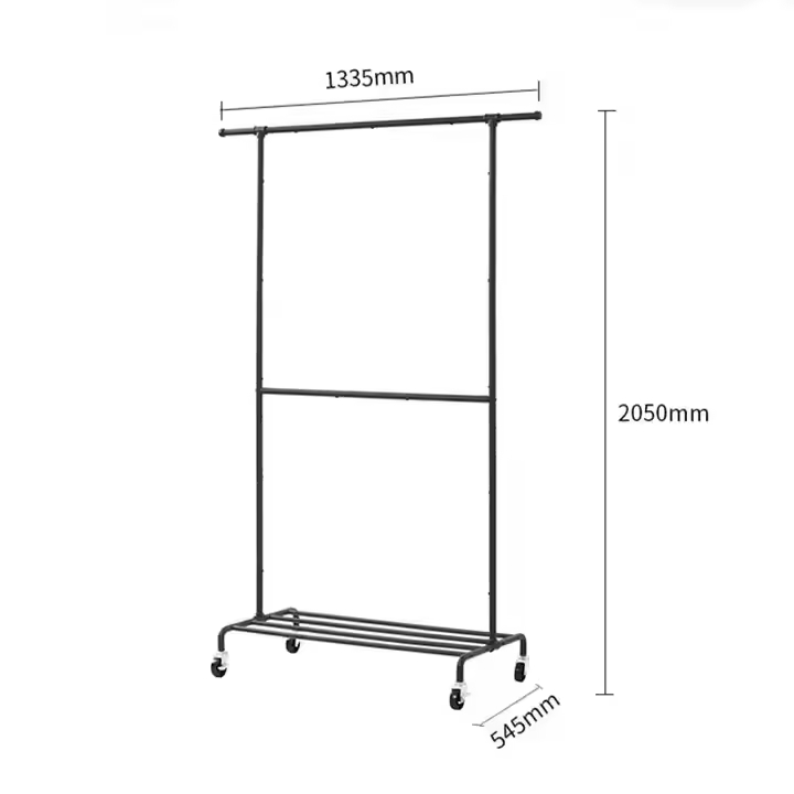 Modern Custom Huina Carbon Steel Three-Layer Multifunction Standing Type Wardrobe Clothing Organizer with Metal Hanger