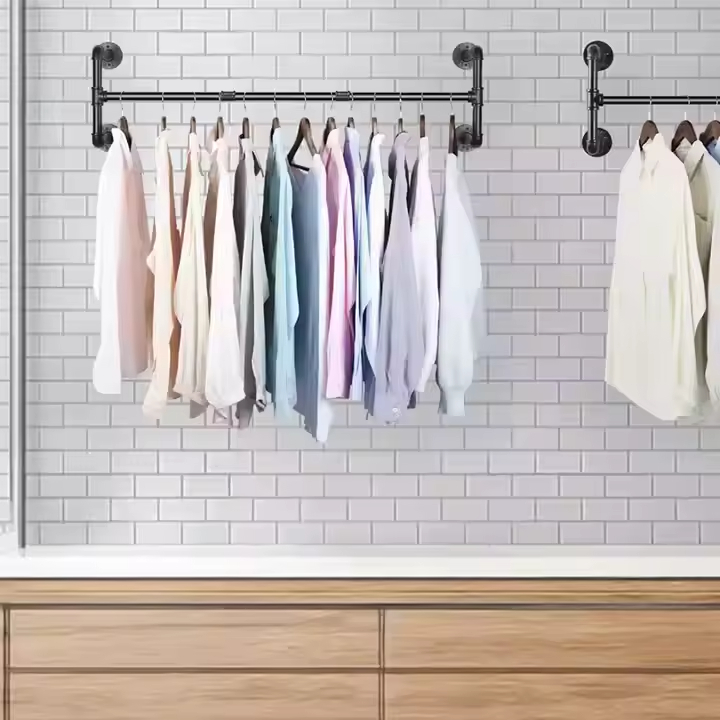 Detachable Furniture Closet Hanging Tube Rod for Bathroom and Living Room Wardrobe Clothes Rail Hanger Rod