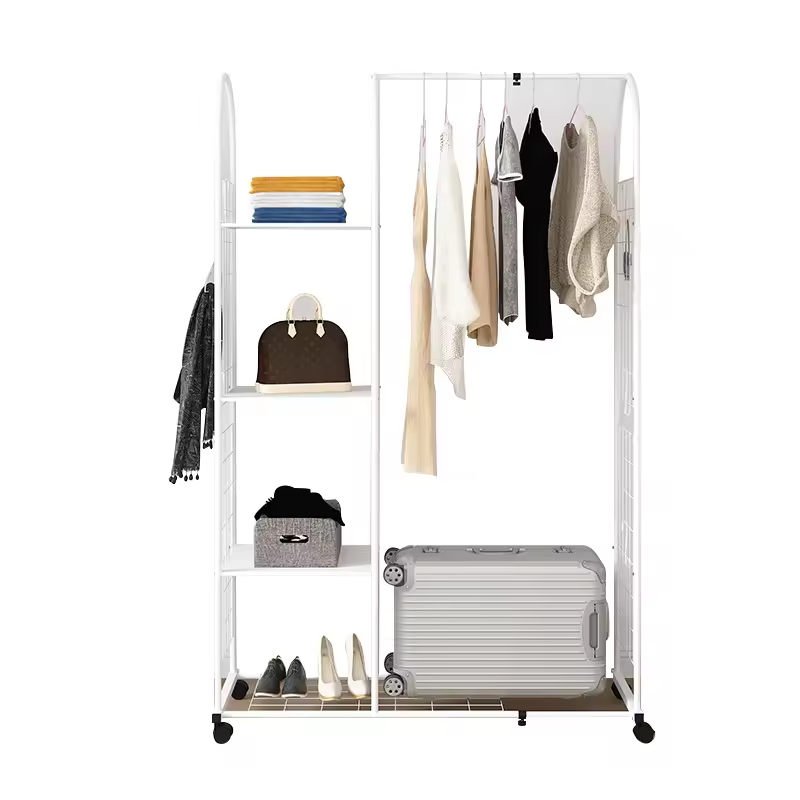 Custom Clothes Storage Hanger Rack Luggage Storage Rack Gold and White Coat Hangers Bedroom Floor Drying Rack