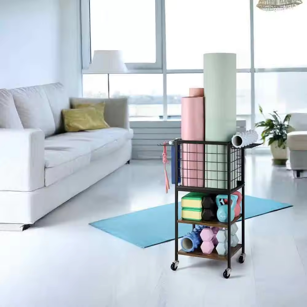 Dumbbell Rack Weight Rack Home Gym Storage for Yoga Mat and Balls