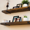 Custom Modern Rectangle Plated Live Edge Hardwood Shelves Bathroom Kitchen Rack with Bracket Long Book Floating Shelf