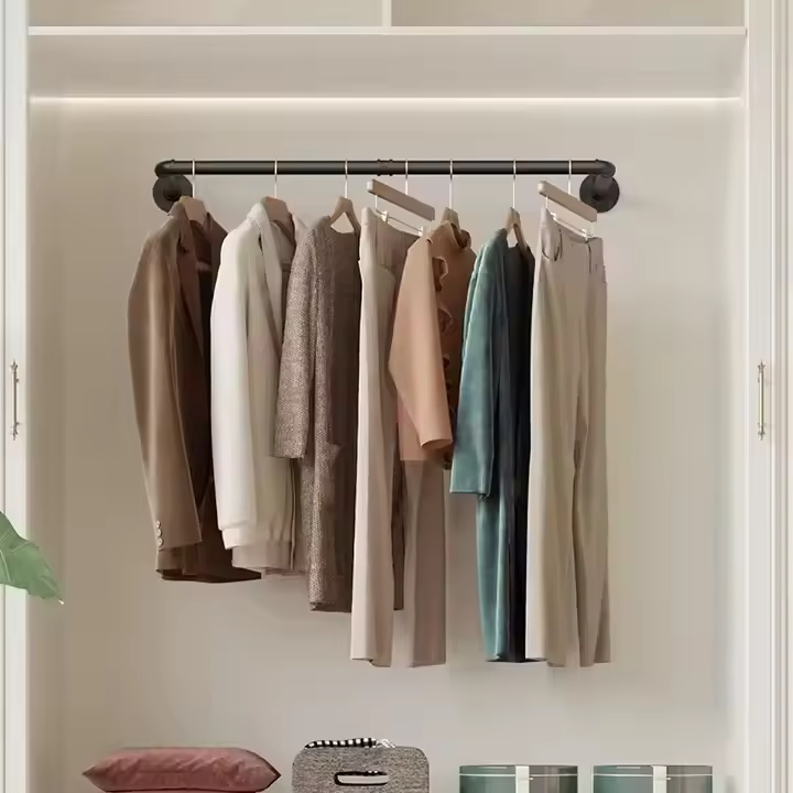 Industrial Metal Pipe Pants Hanger Wall Mount Detachable Design Strong Load-Bearing Modern for Multi-Purpose Laundry Wardrobe