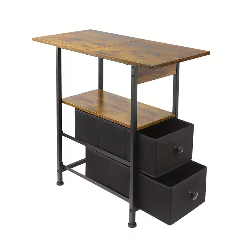 Factory Customize Narrow Side Table With 2 Drawer Nightstand for Small Spaces for Bedroom Livingroom End Table