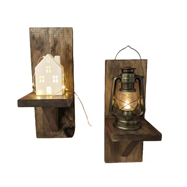 Modern Rectangle Wall Lamp with Digital Printing Creative and Personalized Solid Wood Lamps for Corridor Home Decoration