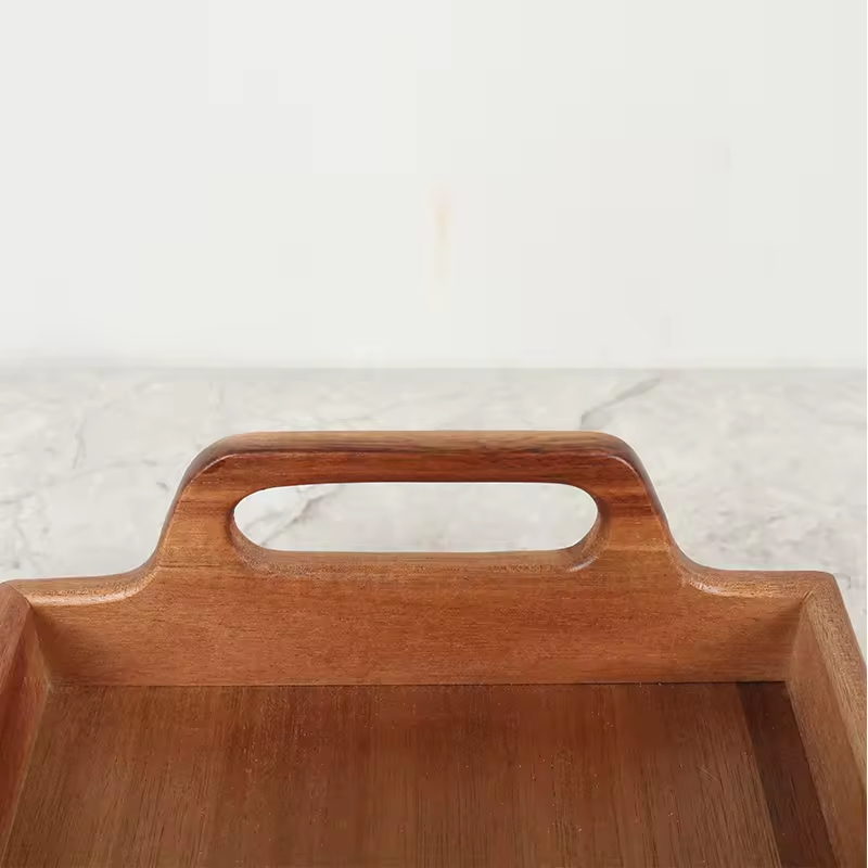 Latest Premium Quality Natural Wood Rectangle Serving Tray Smooth Surface Snacks Tea Drinking Platter for Home Dishes Plates