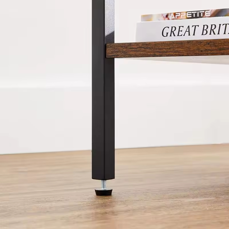 Custom ODM OEM Nightstand End Table Open Storage Shelves Drawer Rustic Brown Contemporary Design for Living Room Space Saving