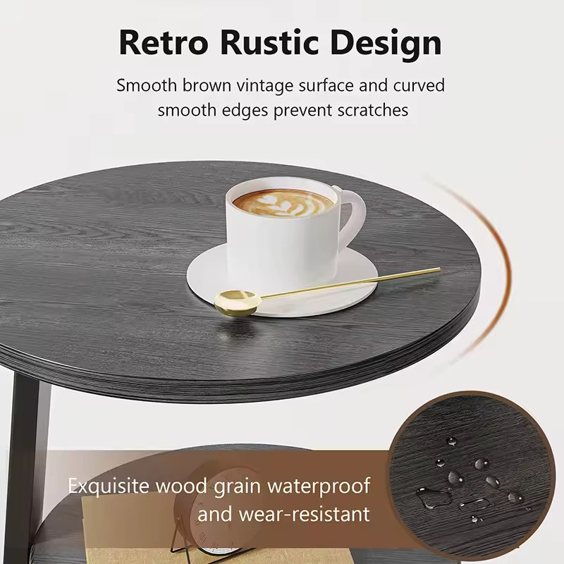 Circular 3-Tier Storage Opening Shelf End Table Factory Direct Standing Type Rotating Functional Design Easy Coffee Table