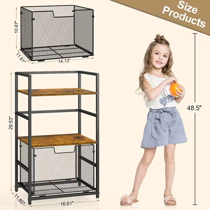 Custom 3-Tier Sliding Industrial Bookshelf Short Bookcase Organizer Factory Custom Small Bookcase & Bookshelf Storage