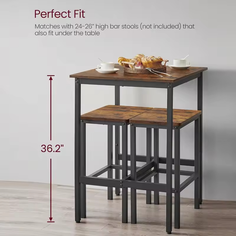 Industrial Bar Stools/Rustic Breakfast Chair with Footrest in Living Room/Party for Kitchen Brown