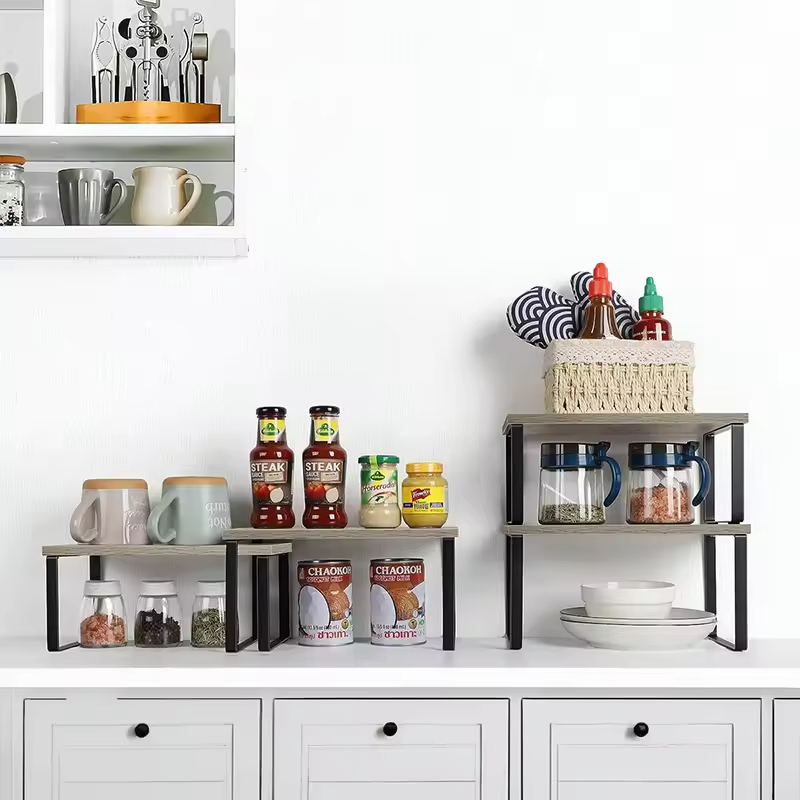 Vintage Style Pantry Organizer Kitchen Cabinet Organizer Shelf Kitchen Counter Bamboo Kitchen Cabinet Organizer Shelf