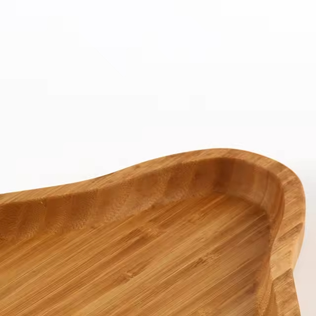 Bamboo Wood Rectangle Dish Modern Tableware Fruit Nut Tray Love Design Durable Space-Saving for Kids Parties