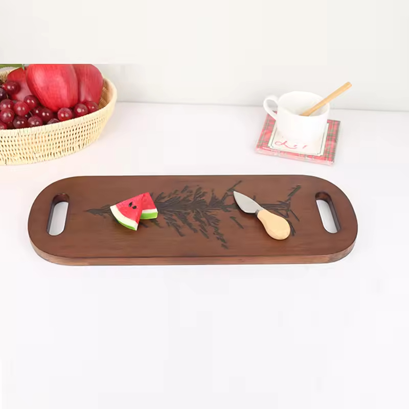 Extra Long Acacia Wood Charcuterie Boards Durable Space-Saving Modern Cheese Platter Double Handles Serving Board for Meal Fruit