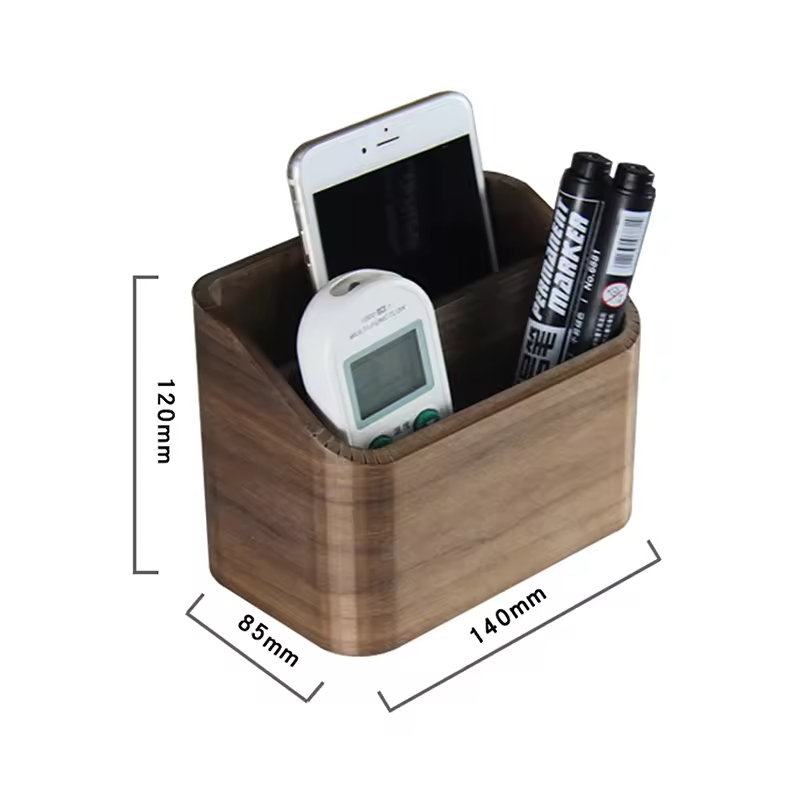Modern Multi-Functional Creative Wooden Pen Holder Solid Wood Desktop Remote Control Storage Box Organizer Customizable