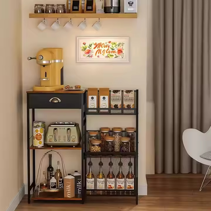 Commercial Double Tier Coffee Storage Cabinet with Eco-Friendly Multifunctional Design Modern Style for Home Office and Bar Use