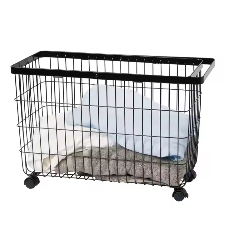 Custom Sizes Rolling Hamper Space-Saving Slim Metal Frame Ventilated Baskets Strong Load-Bearing Bathroom Kitchen Utensils