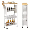 OEM Factory Large Capacity 4-Tier Kitchen Cart with Rolling Storage Rack Slim Metal Storage Cart 4-Wheel Kitchen Islands & Carts