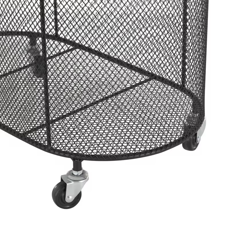 Factory Custom Laundry Cart with Wheels and FabricMetal Oval Mesh Wire Rolling Laundry Storage Basket With Ring Handles
