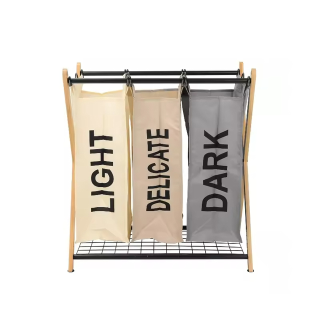 Factory OEM&ODM Collapsible Plastic Laundry Basket Laundry Basket 3 Compartments Ironing Board with Laundry Basket