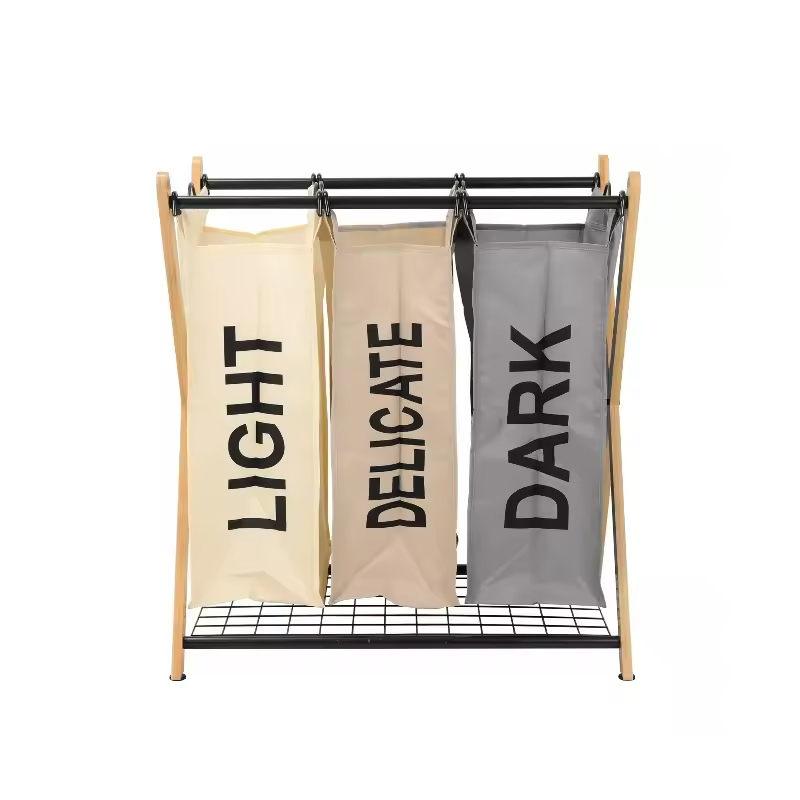 Factory OEM&ODM Collapsible Plastic Laundry Basket Laundry Basket 3 Compartments Ironing Board with Laundry Basket