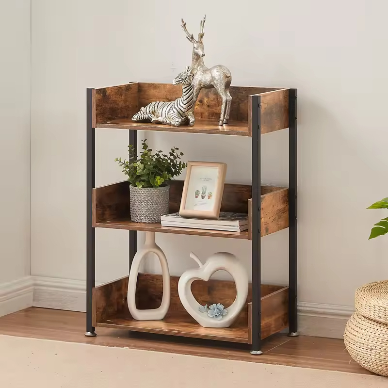 Factory Customizable Iron Etagere Bookcase Sofa End Table Freestanding Storage Rack for Books Toys & Phones in Living Room