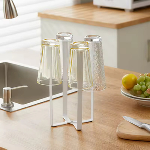 Custom Retractable Metal Kitchen Drying Rack Standing Type with Collapsible Cup Drying Feature for Water Bottles