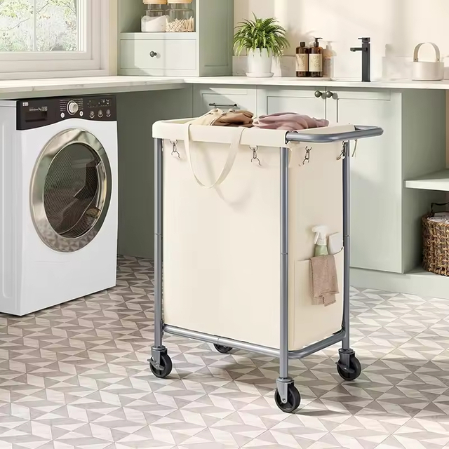 Collapsible Rolling Laundry Basket with Removable Wash Bag Kitchen Household Goods for Food and Tableware Wheels Included