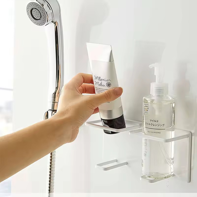 Single-Tier Rust Proof Stainless Steel Magnetic Bathroom Organizer Home Decoration Drilling Rack for Shower Room for Bathroom