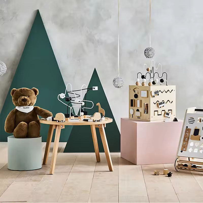 Wonder & Wise by Asweets Durable Space-Saving Wooden Baby Busy Box Toy-Customizable Color Modern Home Decor