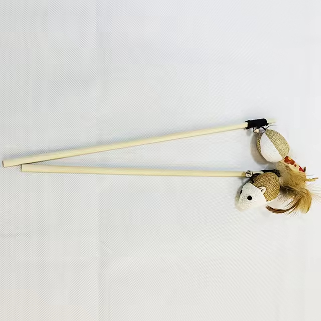 Wood Rectangle Shaped Durable Space Saving Modern Multiple Styles Feather Exerciser Interactive Cat Toy Teaser