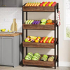 Hot-selling Kitchen Storage Rack Stand Stackable Fruit Basket Organizer Brown 4-Tier Carbon Steel Vegetable Storage Rack