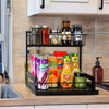 OEM&ODM Metal Double Tier Standing Type Non-folding Kitchen Sink Organizer with Sliding Storage Drawer Customizable Color