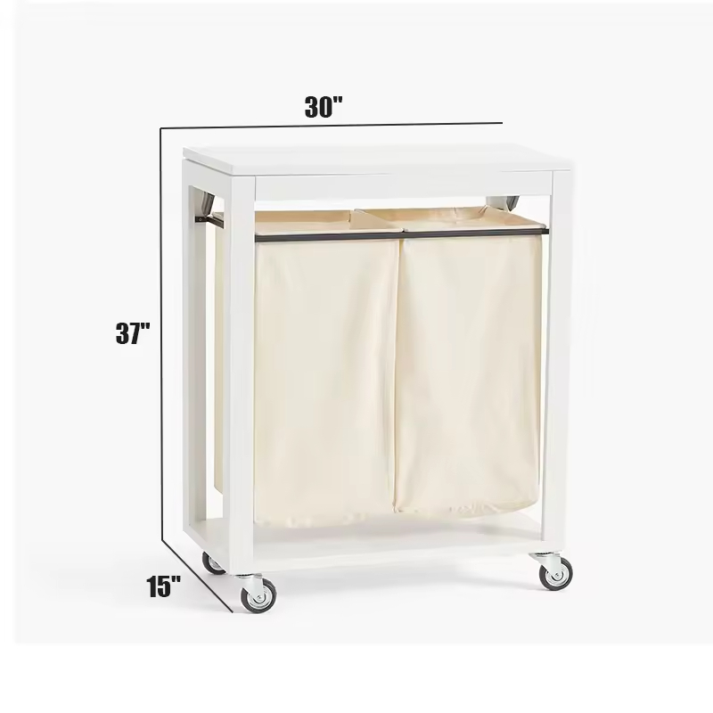 ODM OEM Canvas Laundry Basket with Wheels Laundry Hamper Cart Laundry Basket