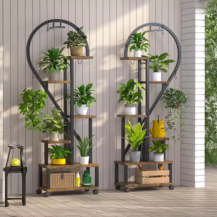 Single Tiered Metal Wood Wall Mounted Multifunctional Plant Stand Grow Lights Rectangle Shape Plant Rack Bookcases Bookshelves