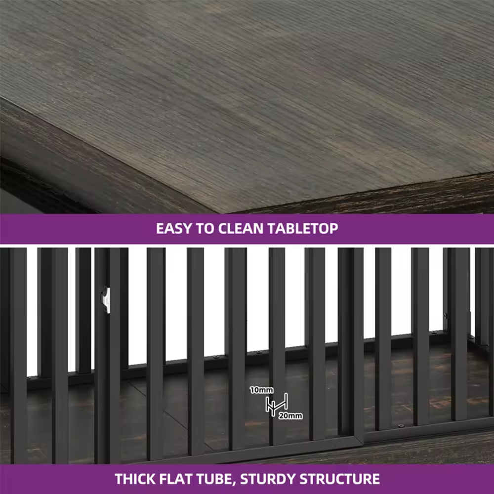 ODM&OEM Heavy Duty Wooden Dog Crate Kennel with Sliding Doors Dog Bowl Movable Sustainable Vintage Cleaning Tools Standing Type