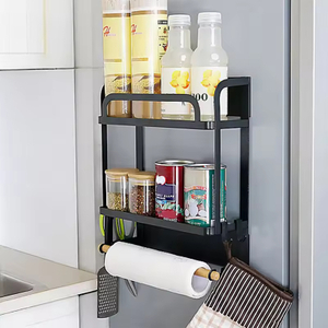 Single-Tier Kitchen Magnetic Refrigerator Storage Rack Wall-Mounted Hanger Shelf for Spices Metal Fridge Holder