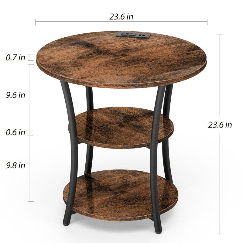 Factory Custom Contemporary 3-Tier Coffee Table 2 USB Ports 2 Power Outlets 3-Tier Storage Shelves for Bedroom Hotel Living Room