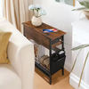OEM Modern Wooden Flip Top Skinny Side Table Small Spaces Nightstand with Charging Station for Bedroom and Living Room