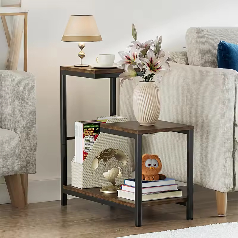 OEM & ODM G-Shaped End Small Side Table for Bedroom Living Room Bedside Table Storage Shelf for Small Spaces Bedroom Furniture